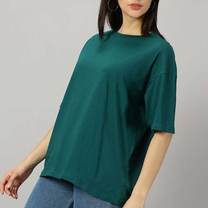 Camisetas de manga corta de color sólido para mujer en venta en línea, nueva moda, camisetas de mujer de la mejor calidad, transpirables y personalizables. - Product Image 2