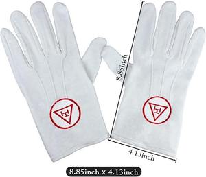 Guantes Masónicos Royal Arch para Hombre, Guantes de Ceremonia de Algodón Blanco con Símbolo Bordado, Regalia Masónica - Product Image 4