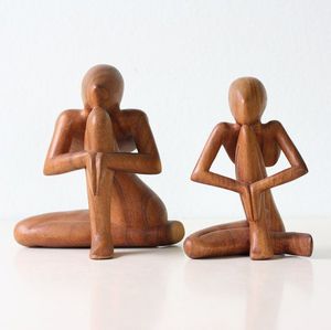 Wooden Yoga Sculpture Decorative Meditation <b>Statue</b> For Tabletop Shelf Display In Home And Office Interiors - Product Image 6