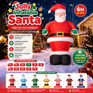 Père Noël gonflable géant de 6 m en tissu Oxford, grand Père Noël gonflable pour l'extérieur, pour jardin, centre commercial, exposition commerciale de Noël - Product Image 2