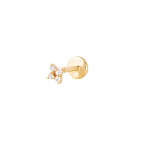 Wholesale 14K Solid Gold Four-Stone Diamond Cluster Stud <b>Earrings</b>, Real Round Cut Diamond Floral Piercing, 18K Gold <b>Fine</b> Jewelry - Product Image 1