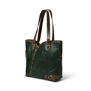 Sac fourre-tout en cuir véritable vert émeraude pour femme, style vintage, motif bonbon, sac à main à bandoulière, fermeture éclair, résistant à l'eau - Product Image 5