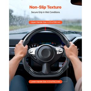 Volant en fibre de carbone en forme de D à fond plat pour Nissan 370Z 2008-2020 avec poignée en cuir et texture antidérapante - Product Image 5