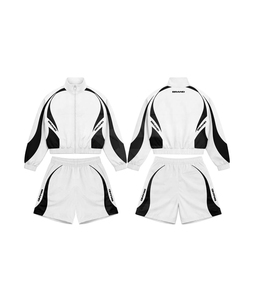 Unisex Tracksuit 2 Piece Zipper Jacket <b>Shorts</b> Set Full Sleeve Stand Collar Color Blocking Sporty Style Spring Adult Lightweight - Product Image 6
