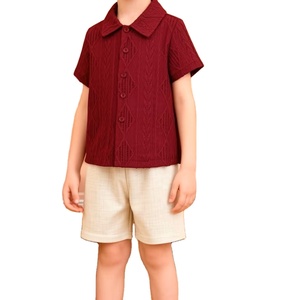 Nuevo Conjunto de Verano para Niños, con un Elegante y Atractivo Polo de Tela Jacquard Roja Brillante con Mangas Cortas - Product Image 1