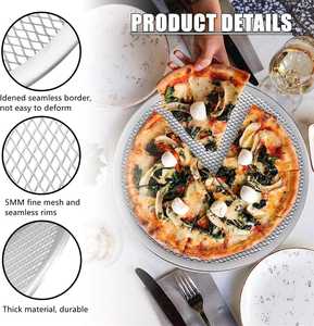 Grille de cuisson ronde pliable en acier inoxydable jetable pour pizza, plateau en maille pour barbecue, idéal pour four - Vente en gros - Product Image 2