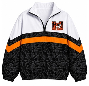 2027 Adults Customized Quarter Zip Black Camo Leopard Print Orange Stripe Casual Leisure Tops <b>Leisurewear</b> - Product Image 1