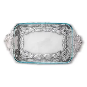 Bandeja Decorativa Rectangular de Vidrio con Asa de Metal con Diseño de Animales, Diseño Tradicional con Tema de Pascua y Patrón de Plantas - Product Image 4
