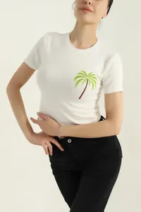 Camiseta personalizada lisa, informal, de manga corta y duradera para mujer, camiseta con logotipo personalizado para mujer, tela de alta calidad, camiseta para mujer - Product Image 4