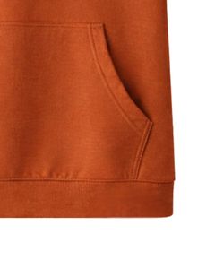 Haut à capuche décontracté pour homme, manches courtes, orange rouille, style pull, léger, streetwear d'été, en mélange de coton, avec poches - Product Image 6