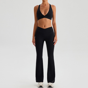 Conjuntos Deportivos de 2 Piezas Personalizados, Leggings Deportivos para Mujer, Cintura Media, Transpirables, Sólidos, Ecológicos, de Secado Rápido, con Tirantes Ajustables - Product Image 1