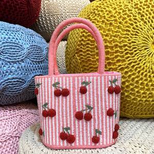 Personalized Custom Glass Beaded Tote Bag Custom Color Shape Wedding Bridesmaid Gift Blue Floral Design <b>MS</b> Handicraft Certified - Product Image 6