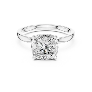 Anillo de Diamante Cultivado en Laboratorio de 2ct con Corte Cojín, Diseño Loto Esculpido, Engaste de Garra, Piedras Laterales Pavé, Joyería Solitaria de Oro Personalizada - Product Image 2