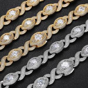 Mens 925 Silver Moissanite Marquise Cuban Link Chain Luxury Iced Out <b>Statement</b> <b>Necklace</b> Round Stone Designer Jewelry - Product Image 6
