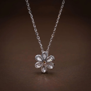 Collier pendentif en diamant de laboratoire floral, avec pendentif fleur inspiré de la nature, chaîne réglable en or massif, bijou élégant - Product Image 2