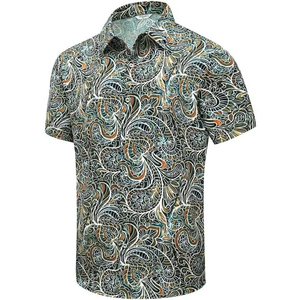 Designer Casual <b>Paisley</b> Hawaiian Polo <b>Shirts</b> Vintage Floral Short Sleeve Button Down <b>Shirt</b> Custom Printed Hawaiian <b>Shirt</b> - Product Image 3