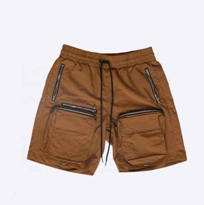 Latest Design Solid Color Cargo Short With Zip Pockets Stylish Drawstring Breathable <b>Elastic</b> Waist Fisherman Gym Workwear Shorts - Product Image 3