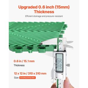 50 Pezzi Tappetini Modulari a Incastro 12x12 Antiscivolo Verdi in PP per Drenaggio, Tappeti Drenanti a Incastro, Pavimentazione in Gomma - Product Image 3