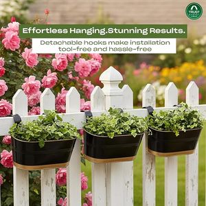 Ensemble de jardinières murales modernes en métal noir thermolaqué avec éclairage pour plantes vertes - Product Image 4