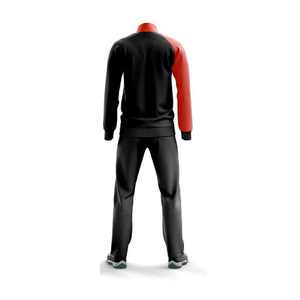 Men Autumn <b>Tracksuit</b> Black Red Color Blocking Full Sleeve Zipper Stand Collar Sporty Regular Fit Polyester Quick Dry - Product Image 2