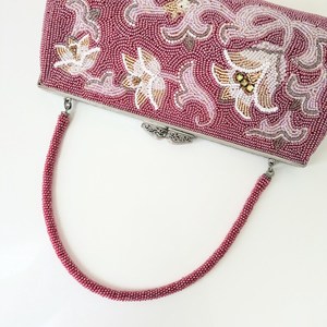 <b>Pink</b> Beaded Clutch Bag With Floral Embroidery Pattern Classic Style Handbag For Wedding Favors Trendy handbag Women fashion - Product Image 6