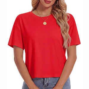 Camiseta Corta Ajustada de Moda para Mujer, Diseño Moderno, Más Vendida, Hecha de Algodón, para Exteriores, Color Sólido - Product Image 1
