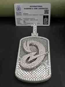 Pendentif personnalisé Iced Out DOPE JEWELLS avec 1 numéro et bélière, en argent sterling 925 plaqué, avec diamant Moissanite, bijoux - Product Image 6