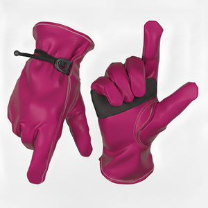 Gants en cuir beige à doigts complets, compatibles écran tactile, pour la conduite hivernale, avec paume en cuir pleine fleur et revers souple, pour femme, usage extérieur - Product Image 2