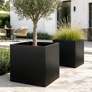 Jardinera Cuadrada Grande de Acero Galvanizado, Color Personalizado, Jardinera Metálica para Exteriores - Product Image 1