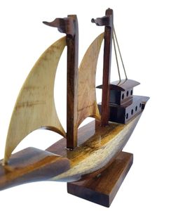 Maquette de bateau à voile artisanale en bois massif, modèle traditionnel de bateau (Jahaj), décoration d'intérieur, pièce de présentation de table avec support - Product Image 2