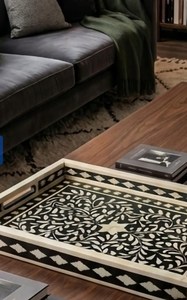 Bandeja de Servir Premium con Incrustaciones de Hueso y Elegante Diseño Geométrico - Product Image 3