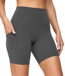 High <b>Waist</b> Knitted Women's Shorts With Pockets Breathable Sporty Solid Color Skinny Fit <b>Elastic</b> <b>Waist</b> Gray - Product Image 5