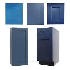 Puerta de coctelera azul marino de estilo moderno, mueble de cocina americano de madera sólida, diseño RTA