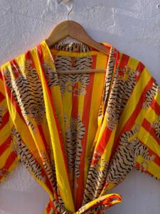 Bata de Baño de Algodón con Estampado de Tigre para Mujer, Kimono Rayado Estilo Boho, Bata Ligera para Descansar, Túnica de Playa, Bata de Spa - Product Image 5