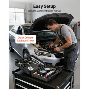 Kit d'outils de diagnostic automobile, testeur de compression des cylindres du moteur avec manomètre 0-100 PSI, 4 adaptateurs, 2 mètres de testeur de fuites - Product Image 6