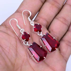 Boucles d'oreilles pendantes en grenat du Mozambique, argent sterling 925, bijoux faits main style bohème, cadeau élégant pour femme - Product Image 6