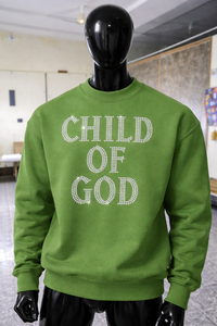 Sudadera Oversize Verde Personalizada para Hombre con Estampado de Letras de Pedrería “Hijo de Dios” Casual Cuello Redondo Estilo Urbano - Product Image 5