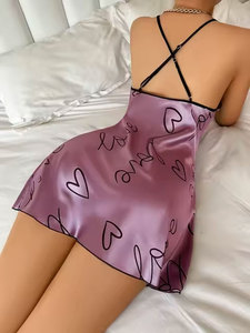 Robe Courte Femme en Satin Dos Nu à Bretelles Croisées Sans Manches Sexy en Fibre de Bambou Écologique Anti-Plis Respirante Quotidienne - Product Image 3