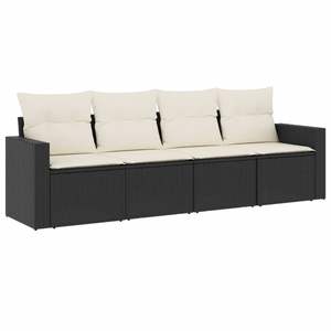 Ensemble de canapés de jardin modulaires en rotin PE noir, meubles d'extérieur élégants, coussins en mousse haute densité - Product Image 2
