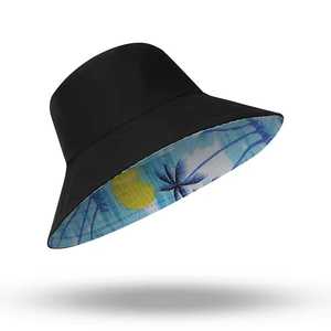 Unisex Tropical Print <b>Bucket</b> <b>Hat</b> Summer Beach Casual Polyester Wide Brim <b>Reversible</b> Design Adult Size - Product Image 1