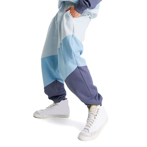 Pantalon de jogging décontracté pour homme, color-block, taille élastique avec cordon de serrage, design épissé, en coton mi-lourd, style automne - Product Image 3