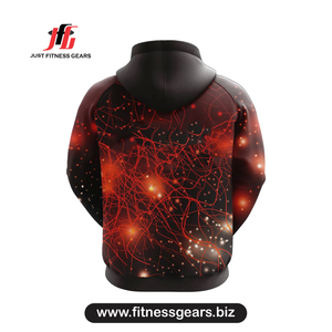 Sudadera con Capucha para Hombre, Estampado por Sublimación, Patrón Rojo, Ropa Casual de Otoño, Corte Regular, Tejido de Poliéster - Product Image 2