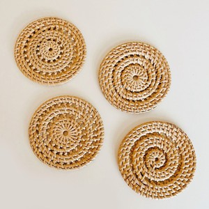 Personalized rattan drink coaster handcrafted natural weave <b>trivet</b> for holding cups decor tea cup mats - Product Image 1