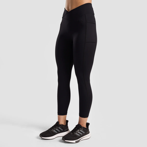 Leggings de gymnastique unisexe en spandex de haute qualité avec logo personnalisé porte-poche extensible et respirant avec cordon de serrage taille haute - Product Image 1