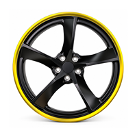 Jantes forgées à cinq branches avec liseré jaune, 18-22 pouces, finition noir brillant avec liseré jaune, modèle VIW-196A pour BMW, Audi, Mercedes-Benz