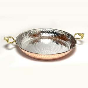 Poêle à frire classique en cuivre forgé à la main avec poignée en laiton massif, ustensile de cuisine martelé rustique pour la friture et la préparation des aliments, pour la maison et l'hôtellerie - Product Image 1