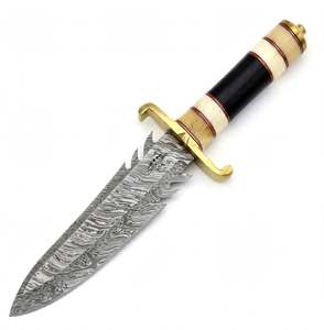 Outil de présentation artisanal en acier de Damas, avec manche en corne et garde en laiton, pièce de collection - Product Image 1