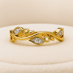 Bague de mariage pour femme en argent sterling 925 avec moissanite 0,15 carats, sertie à griffes, en forme de feuille, multicolore, tendance, inspirée de la nature - Product Image 1