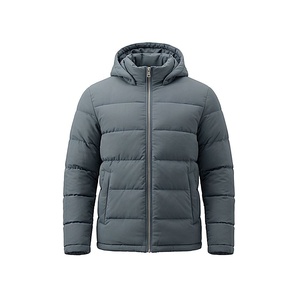 Hooded Quilted Waterproof <b>Bubble</b> Jacket Black Full Sleeve Winter Windproof Cotton Shell Knitted Fabric Polyester Filling Stand - Product Image 1