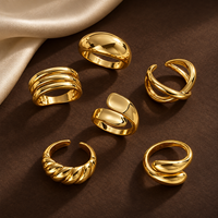 ChuYao Lot de 6 bagues empilables en alliage de zinc plaqué or 18 carats pour femme, bagues de déclaration pour le pouce, certifiées REACH, vente en gros